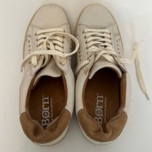 Born White Gold Studded Leather Sneakers Size 8.5